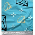 thumbnail image 1 of Soimoi Blue Cotton Voile Fabric Diamond Geometric Print Fabric by Yard 56 Inch Wide, 1 of 3