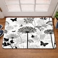 thumbnail image 4 of Non-Slip Flannel Rug Indoor/Outdoor, Black White Plant  Pattern, Machine Washable Mat for Front Door Kitchen Bedroom Bathroom Balcony Porch Entryway Dog Mat, 4 of 15