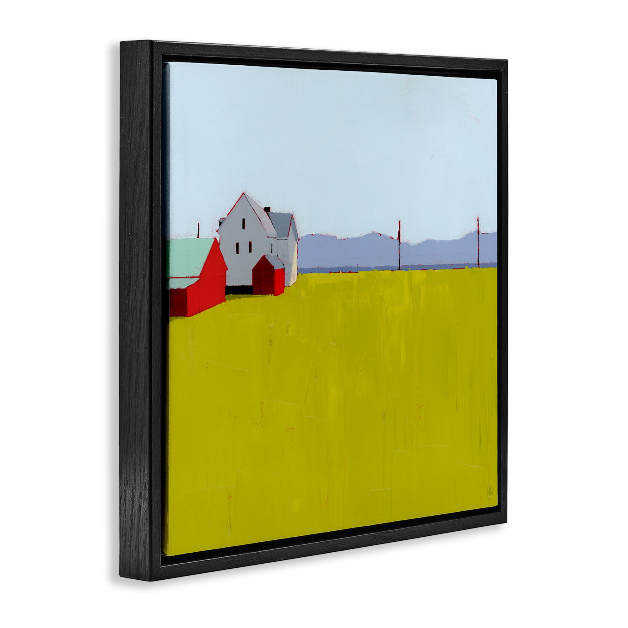 Farmhouse & Shed Landscape Black Framed Floater Canvas Wall Art, design by Ruth LaGue