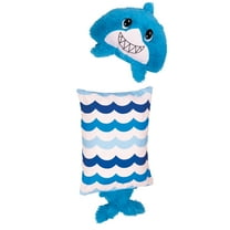 Happy Nappers: FluffALuff Pet - Shark - 2-In-1: Plush Character & Snap-On Pillowcase, Blue-White, Soft-Huggable, Cover Fits Standard Size, Play & Nap
