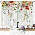 thumbnail image 2 of Watercolor Floral Blossom Kitchen Curtains Rod Pocket Rustic Flower Plant Colorful Farmhouse Small Short Cafe Tier Curtain Spring Wildflower Window Drapes Treatment(27.5W X 39L Inch 2 Panel), 2 of 6