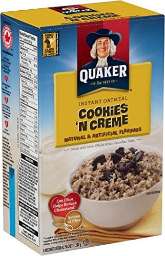 Quaker Instant Oatmeal Cookies N Creme in 8 individual packs, 304g total
