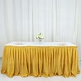 thumbnail image 5 of Efavormart 17ft Gold Shiny Metallic Spandex Pleated Table Skirt, Glitter Semi-Sheer Table Skirt with Top Strip for Dining Catering Wedding, 5 of 11
