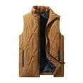 thumbnail image 2 of BiZtdJrK Warm Vest for Men Big And Tall Sleeveless Puffer Jacket Full Zip Outdoor Winter Cotton Vests with Zipper Pockets Brown XL, 2 of 9