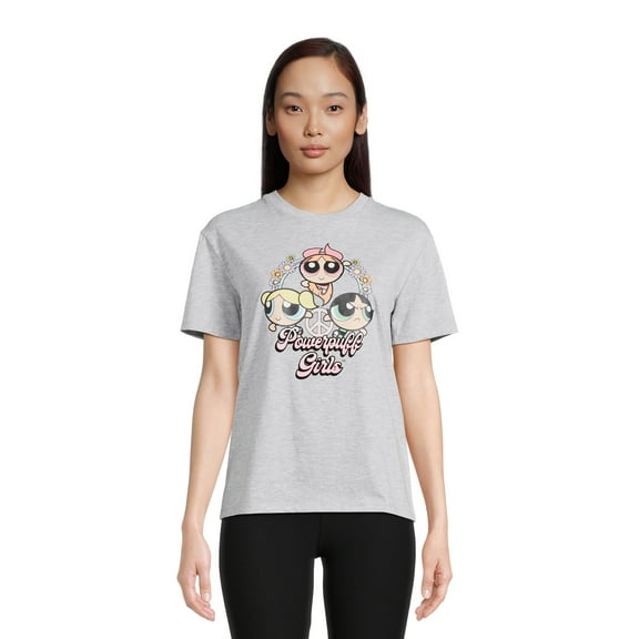 Powerpuff Girls Juniors’ Boyfriend Graphic Tee, Sizes XS- 3XL