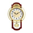thumbnail image 1 of Reloj de pared oscilante retro europeo, sencillo y elegante, for sala de estar, dormitorio, silencioso, de cuarzo, dorado/marrón., 1 of 4