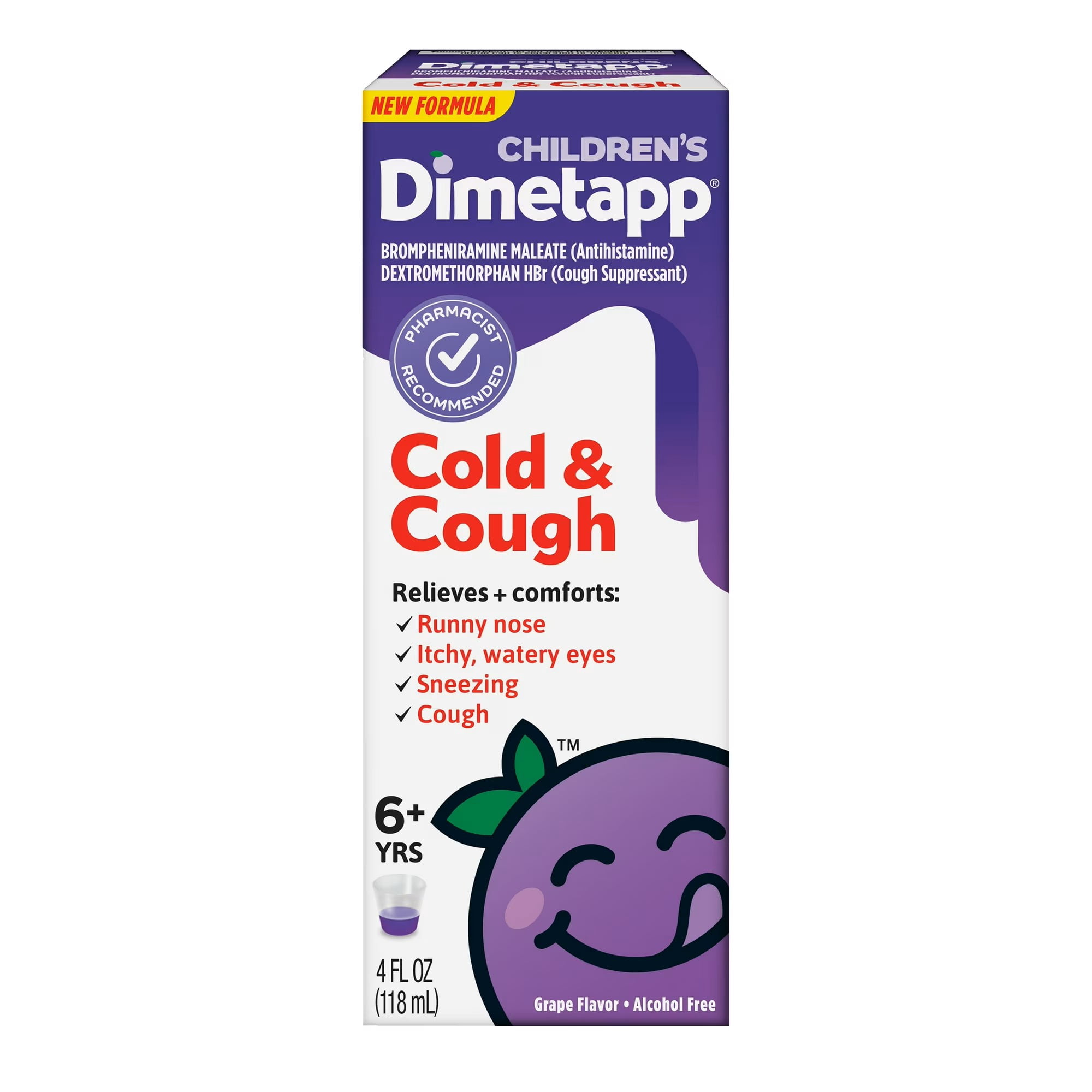 Children’s Dimetapp Cold & Cough Liquid, Multi-Symptom Relief for Kids, 4 fl oz