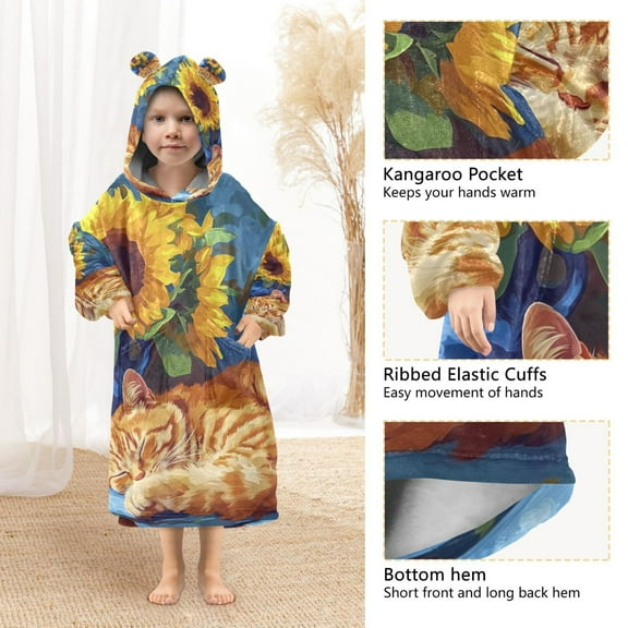 YAZAOO Kids Wearable Blanket Hoodie Warm and Cozy Sunlit Slumber Flannel Sweatshirt