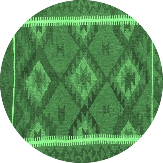 Ahgly Company Indoor Round Oriental Emerald Green Traditional Area Rugs, 5' Round