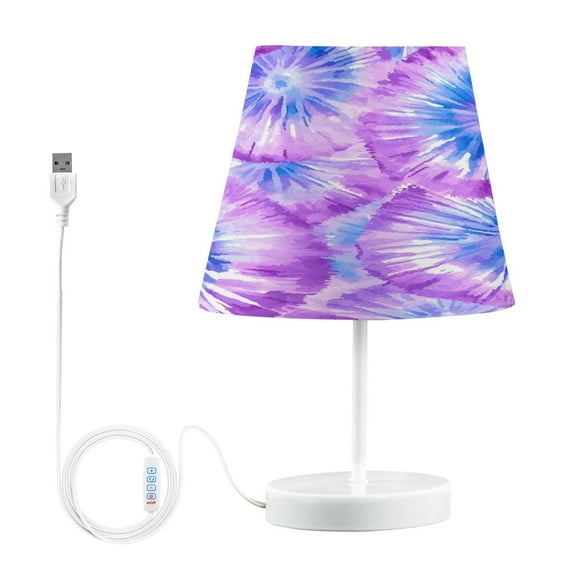 Ryvnso LED Bedside Table Lamp Tie-dye Purple-p2 Bedroom Desk Lamps Nightstand Lampshade M