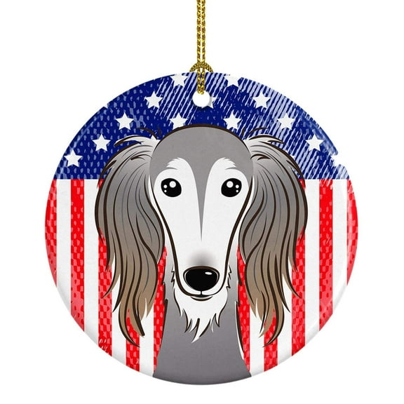 American Flag and Saluki Ceramic Ornament