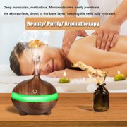 300ML Essential Oil Diffusers, Wood Grain Cool Mist Aromatherapy Humidifier Ultrasonic Air Cleaner Freshener Purifier Atomizer for Office Spa Baby Room Bedroom Fitness Room