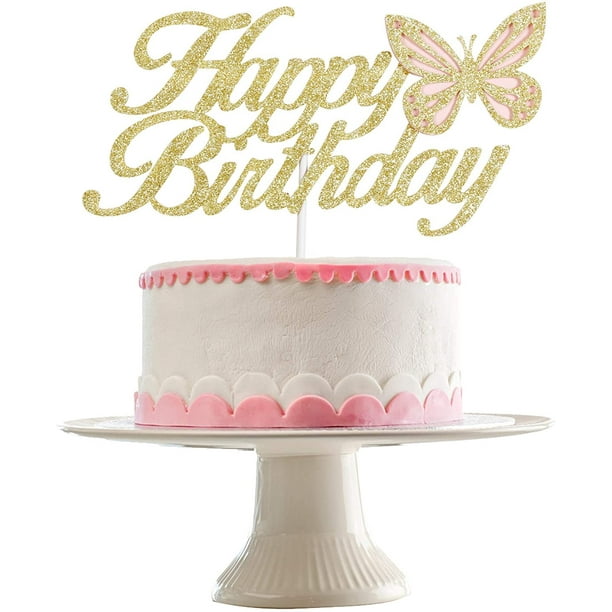 Topper gâteau papillon joyeux anniversaire, 10 pièces, décoration