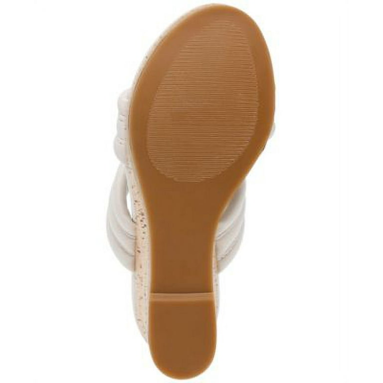 STEVE MADDEN Womens Beige 1 1 2 Platform Cork Like Scalloped Trim Quilted Padded Wipeout Round Toe Wedge Slip On Heeled Sandal 8 M Walmart