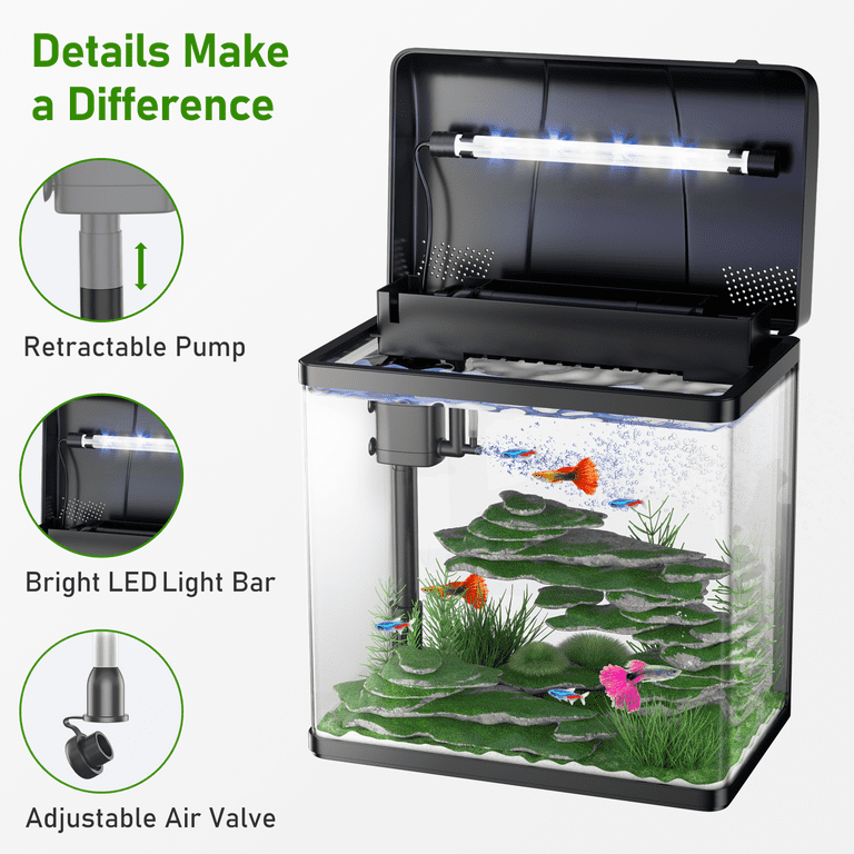 Beginners 54L Glass Fish Tank Aquarium Starter Kit With Led Light Water  Filter
