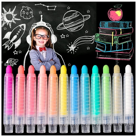 Dustless Chalk With Holder for Colored Chalk Whiteboard Art Tool for Blackboard Drawing Writing,12Pcs