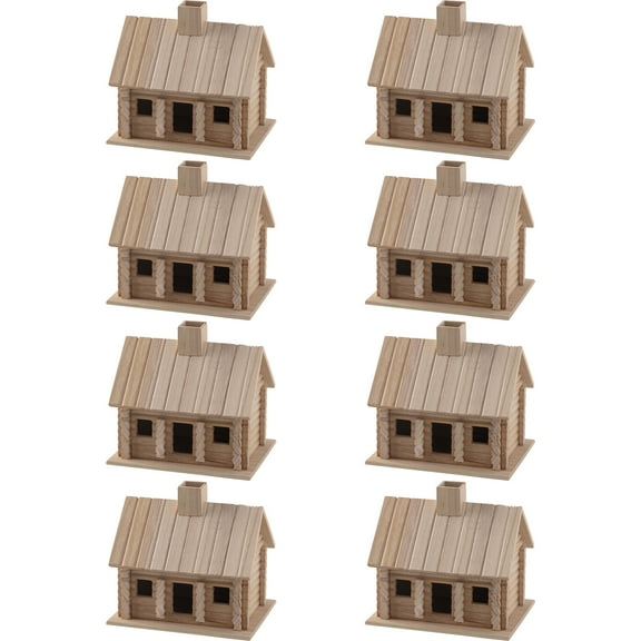 9" Wooden Log Cabin Birdhouse by Make Market - Unfinished Hanging Birdhouse Made of 100% Wood - Outdoor Nesting Boxes - Bulk 8 Pack