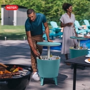 Keter Modern Cool Bar and Side Table Outdoor 2 in 1 Table and Bar Patio Furniture, Teal