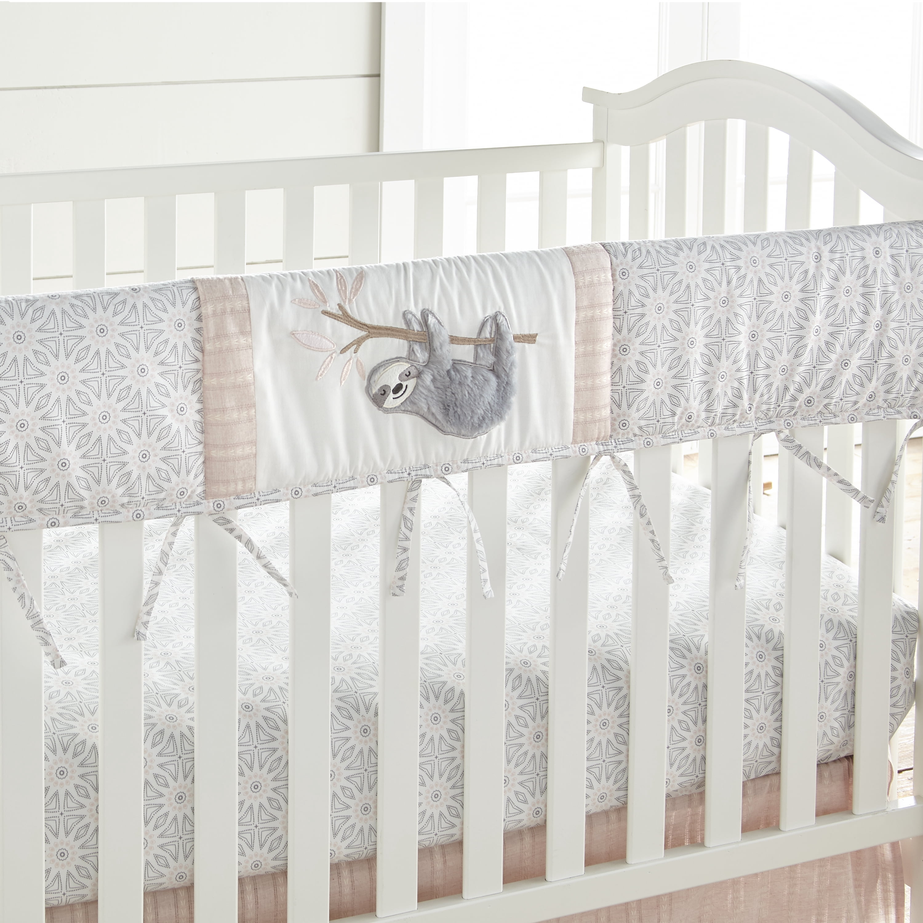 Levtex Home Imani Crib Fitted White Medallions Bed Sheet, 100% Cotton – Gentle on Baby's Skin