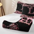 thumbnail image 4 of meiyoeat Pink Monogram L Twin Quilt Set For Girls,Fashion Leopard Pattern Twin Coverlet Set For Kids,2 Pieces, 4 of 7