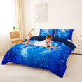 thumbnail image 2 of spefrowx Glitter Fantasy Dolphin Duvet Cover Queen for Adults, Dreamy Blue Underwater Bubble Queen Bedding, Navy Reversible, 3pcs, 1 Duvet Cover and 2 Pillowcases, 2 of 6