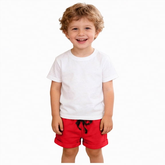 JUMEYU Shorts for Boys Infant Toddler Baby Boy Casual Cotton Elastic Waist Jogger Shorts Summer Clothes 3t 4t (Red,3-4 Years)