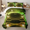 thumbnail image 2 of Castle Fairy Neon Sports Car Twin Quilt Set for Boys,Yellow City Glow Twin Coverlet Set for Bedroom,Yellow Black, 2 of 7