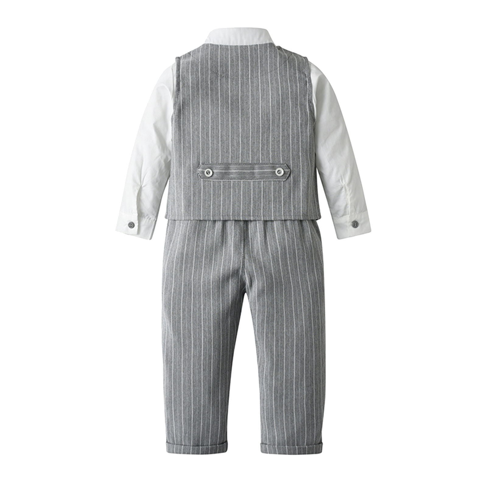 Gubotare Boys Wedding Outfit Boys Formal Suit Vest Kids Button Adjustable Back Strap Toddler Vests 5T 6T,(Light Gray 5-6 Years)