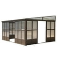 thumbnail image 2 of Mondawe 12x16 ft Wall Mounted Hardtop Gazebo Polycarbonate Roof Sunroom w/Detachable PVC Screen, Lockable Sliding Front and Side Doors,Lean to Gazebo for Porch, Patio, Lawns, 2 of 12