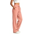thumbnail image 6 of ClodeEU Women's Wide Waistband Drawstring Wide Leg Sweatpants,Casual Loose Trousers with Pockets Orange,Women's Plus XXXL, 6 of 7