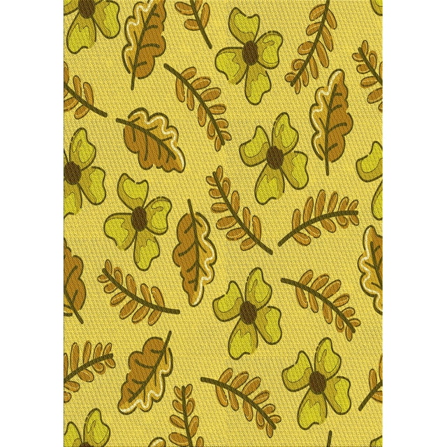 Ahgly Company Indoor Rectangle Patterned Golden Yellow Area Rugs, 7' x 10'
