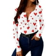thumbnail image 4 of Tbopshirt Tops for Women Button Down Stretch Casual Long Sleeve V-Neck Valentine's Day Heart Print Slim Fit Graphic Multicolor,S, 4 of 9