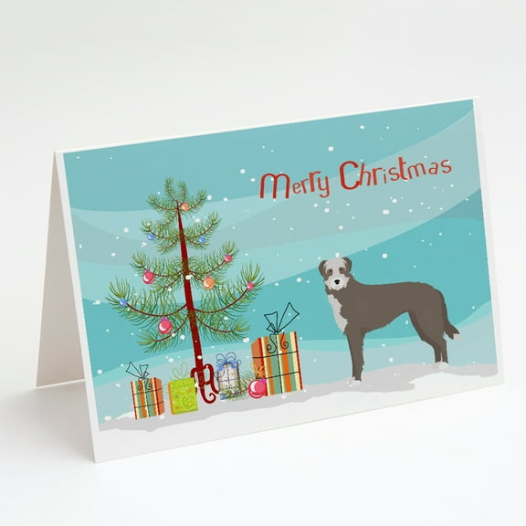 Lurcher #1 Christmas Tree Greeting Cards and Envelopes Pack of 8