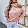 thumbnail image 4 of Babysbule Plus Size Womens Sweaters New Arrivals Fashion Women Solid Long Sleeve Pullove Turtleneck-Neck Casual Sweater Tops Clearance Women's Fashion, 4 of 6