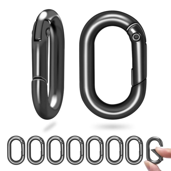 10Pack 1 Inch Mini Carabiner Clip, Durable Oval Spring Hook for Keychain, Dog Tag Chain, Purse Strap Repair, Car Keys Organizer, Gunmetal Black