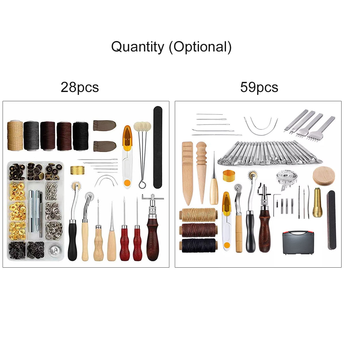 28PCS Craft Leather Tools Set DIY Leather Hand Working Tool Kit for Sewing  Stiching Carving Printing Cutting Professional Leathercraft Accessories