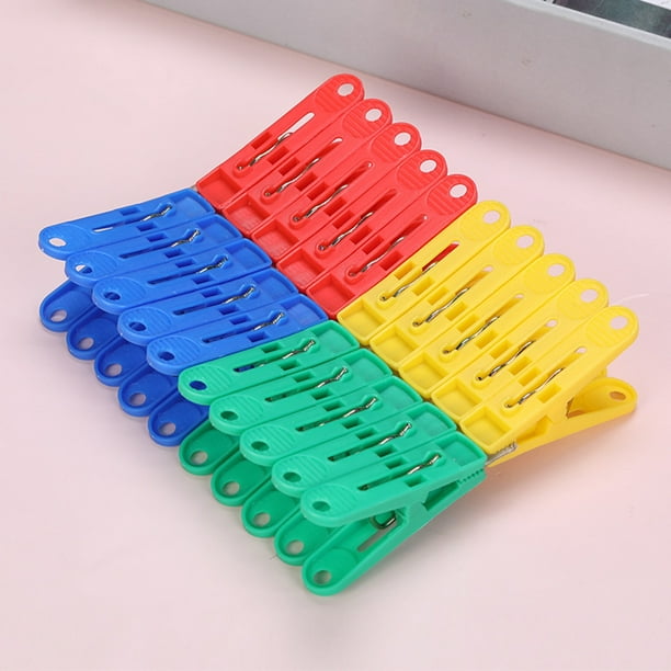 32/Sets Laundry Clips Mixed Color Windproof Plastic Clothes Pegs