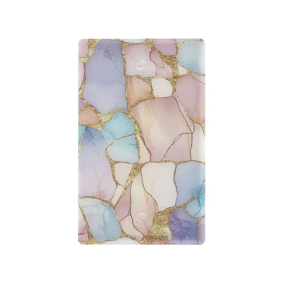 Yayeee Blank Wall Plate Cover 1-Gang 4.5"x2.7" Home Unused Decorative Outlet, Elegant Marble Pattern