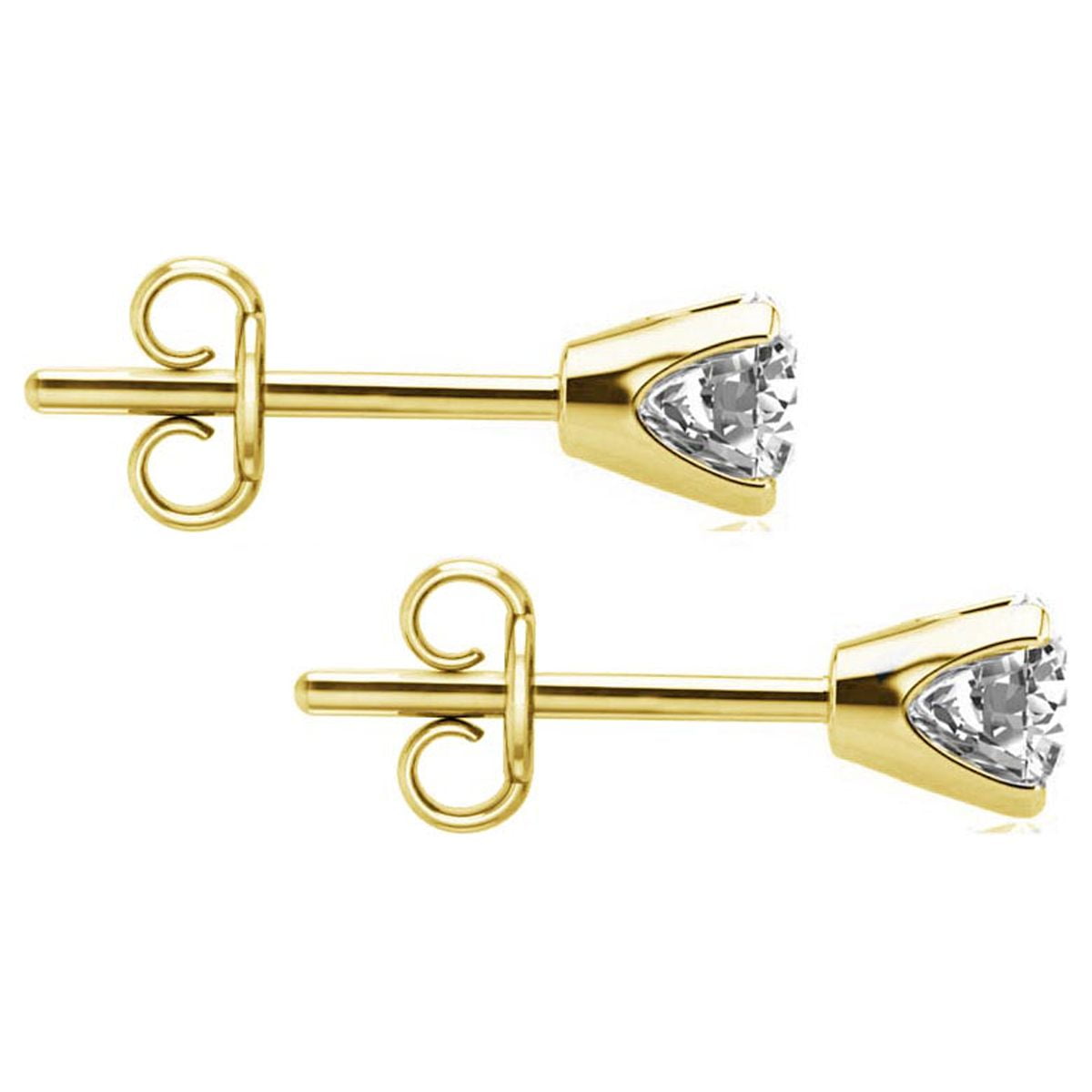 SuperJeweler 0.05 Carat Lab Grown Diamond Stud Earrings for Women, Yellow Gold Diamond Jewelry, Elegant Earrings for Women