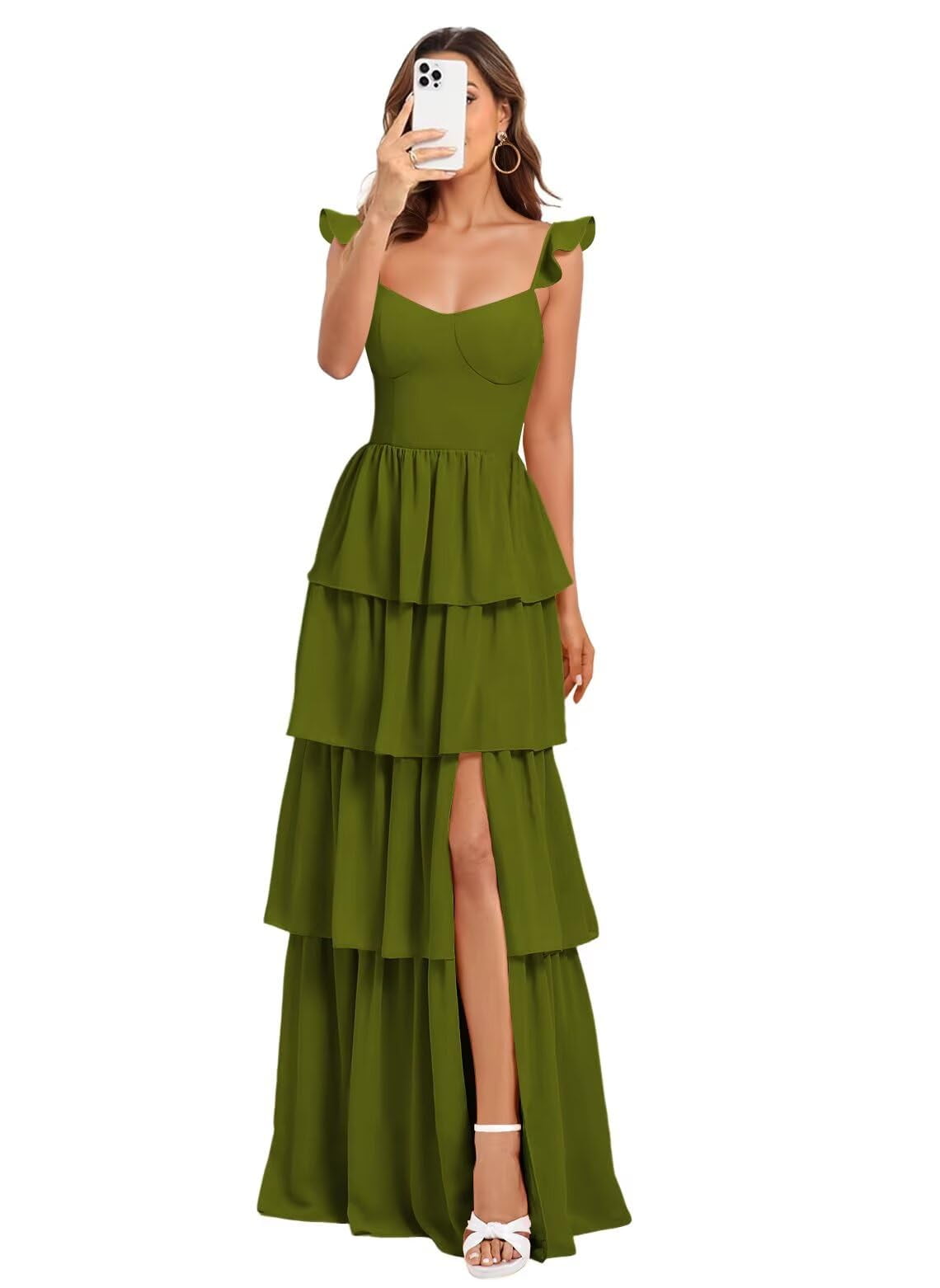 Evangeline Sin Tirante Novio Vestidos De Dama De Honor Verde Oliva Tallas Grandes