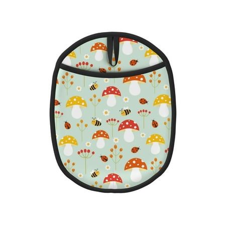

Lukts Mushroom Bee Print Silicone Pot Mat Mitten With Hanging Loop Heat Resistant Oven Mitts Non-Slip Bbq Baking Smoking Potholders