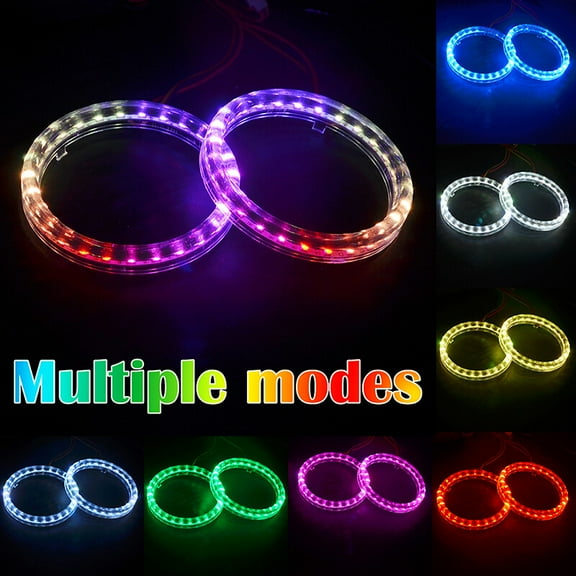 2x 80MM RGB DRL COB LED Angel Eye Lights Halo Rings Phone APP Control Headlight
