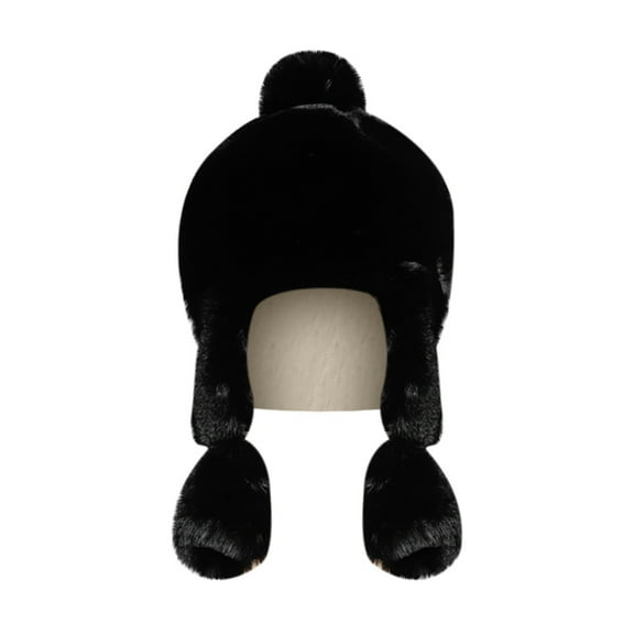 iHPH7 Russian Hat Ear Warmers Winter Hats for Women Cold Weather Warm Hats for Women Trapper Hat Fuzzy Hat Winter Cap Black One Size