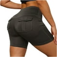 thumbnail image 2 of LOVZFMLL Ladies' Solid Color Seamless High Waist And Hip Lifting Exercise Yoga Three Part Pants Shorts Gray M, 2 of 9