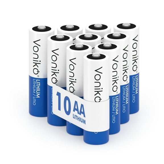 Voniko Lithium AA Batteries 10 Pack, 1.5V 3000mAh Non-Rechargeable Double A Battery for Blink Camera, Toys, Alarm System