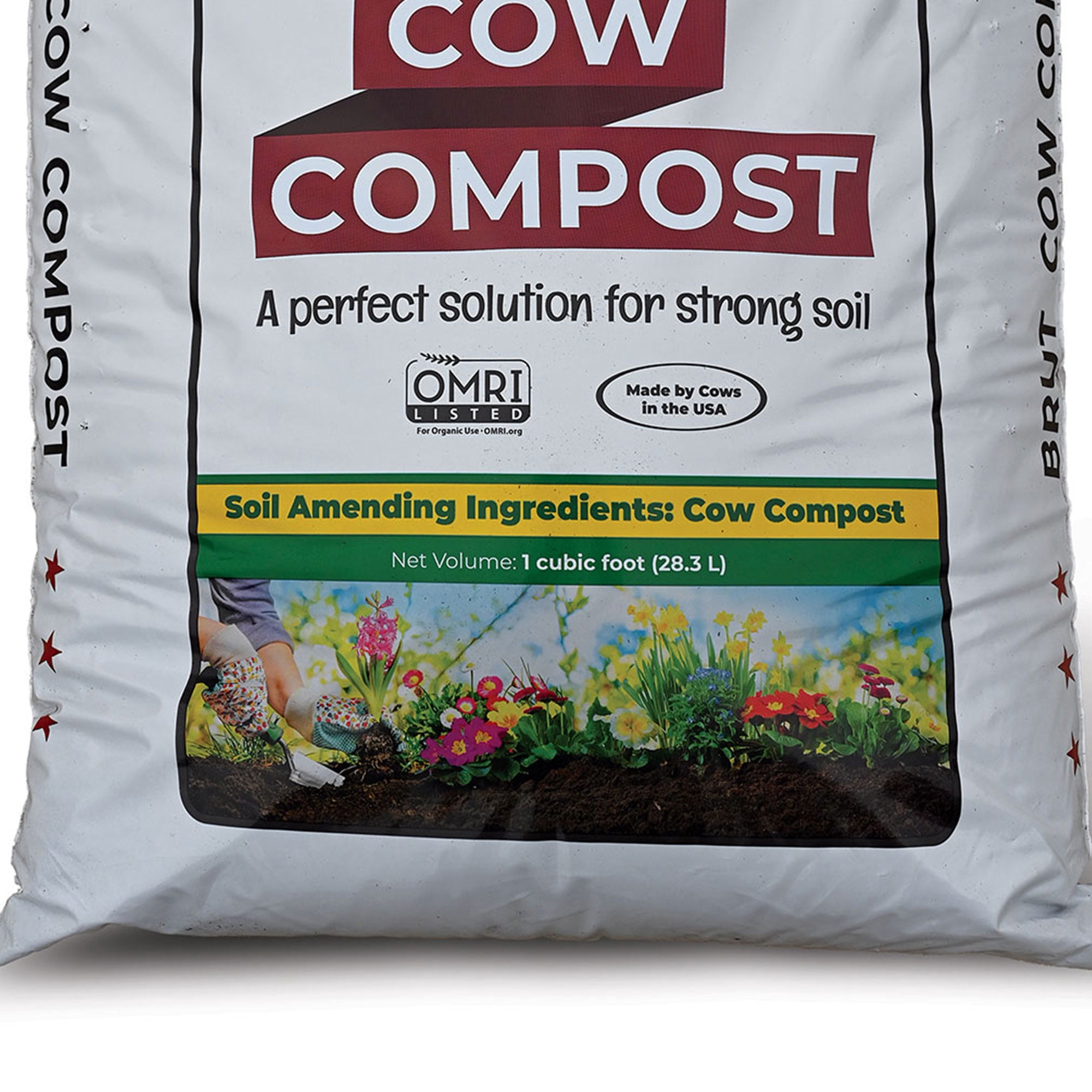 Brut Cow Compost, Composted Cow Manure Organic Soil Amendment Fertilizer, 1 Cu Ft