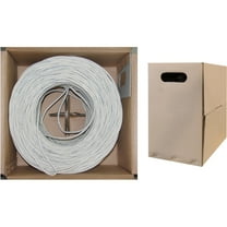 1000ft Bulk Cat6 Ethernet Cable, White, 24 AWG, Solid Copper UTP, 350MHz, ETL Listed, Pull Box