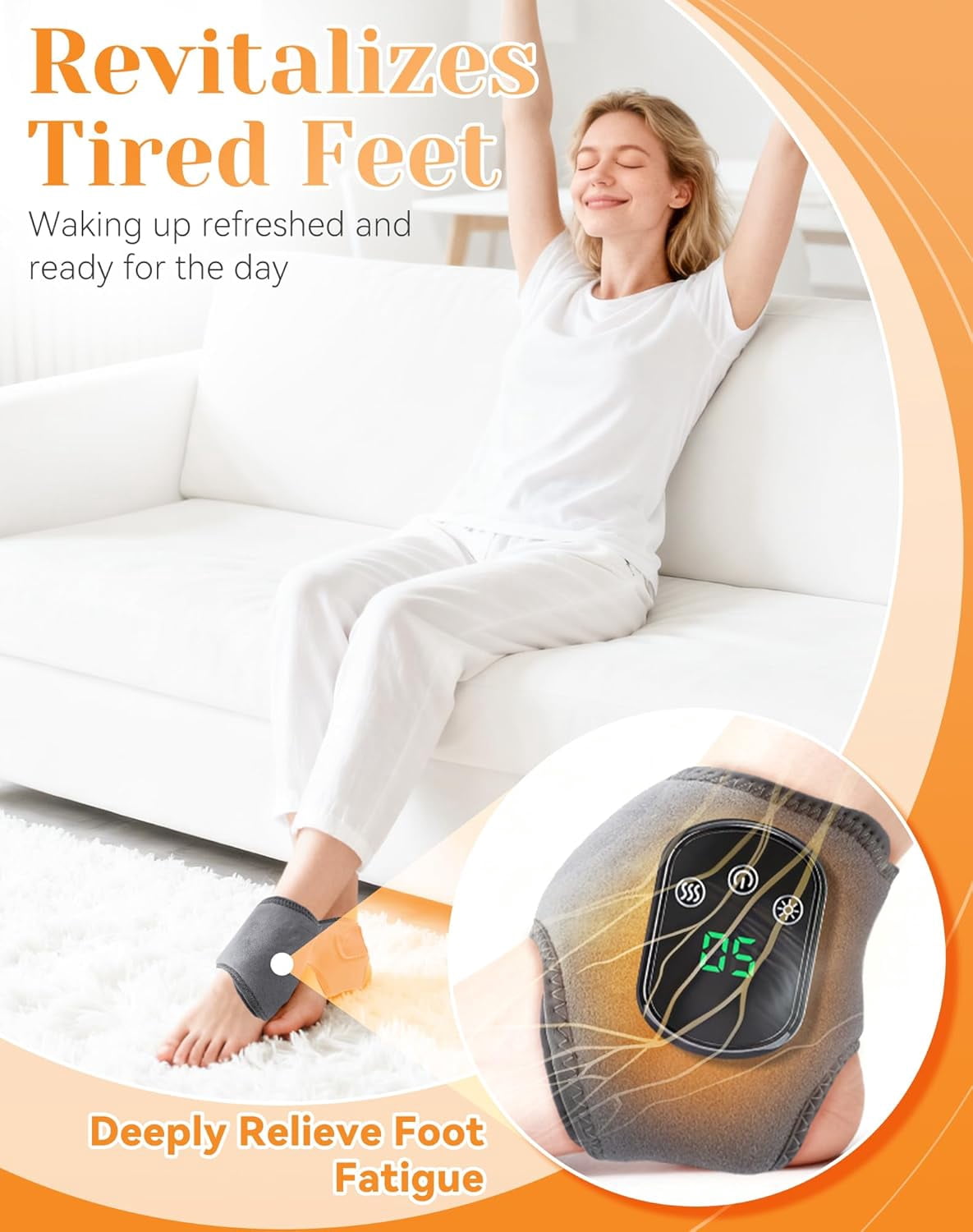 Rejuvacare Foot Massager with 5 Heat Levels & 3 Vibration Modes, Wireless 3-in-1 Foot Massager with Soothing Heat, for All Ages Ankle Massage