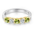 thumbnail image 3 of Gem Stone King 925 Silver and 10K Yellow Gold Green Peridot and Lab Grown Diamond Wedding-Bands Ring for Women | 0.96 Cttw | Round 3.5MM | Gemstone August Birthstone | Size 7, 3 of 6