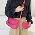 thumbnail image 3 of sweethay Bolsos cruzados 3 en 1 para mujer, bolso de hombro, organizador de estilo informal, bolso con forma de media luna, bolsos de mano con Bolsas de mensajero y de hombro Rosa roja, 3 of 6